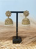 Boucles d'oreilles Jhumka fleur à pierres