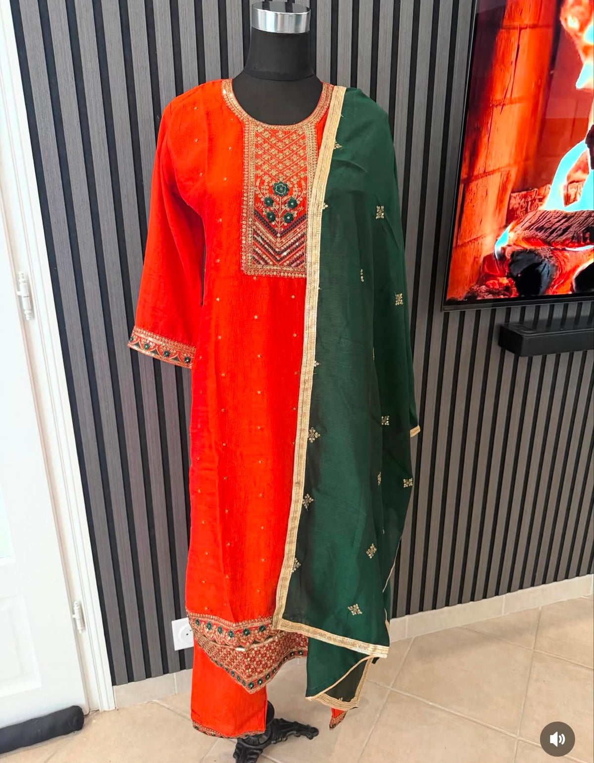 Salwar - Orange / Vert